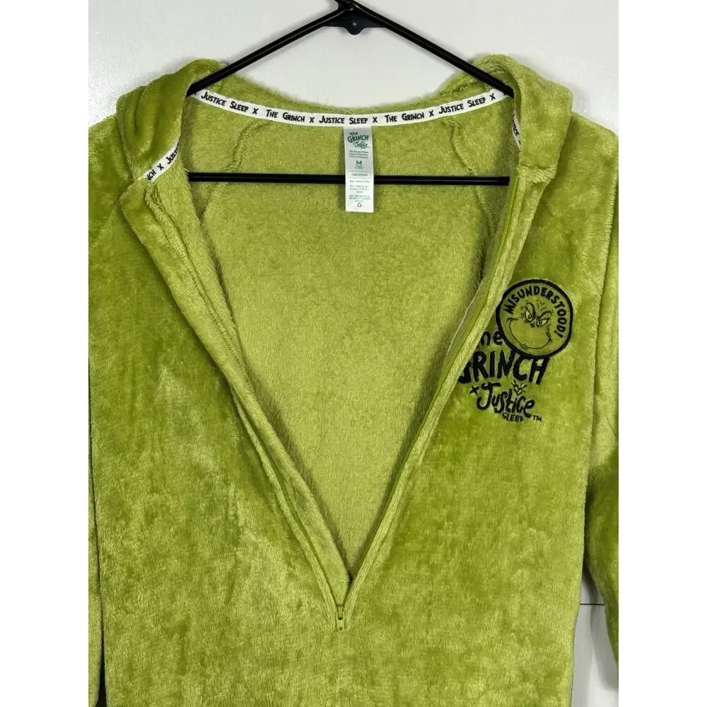 Justice Sleep The Grinch One Piece Green Pajamas Christmas Costume Youth M 10‎